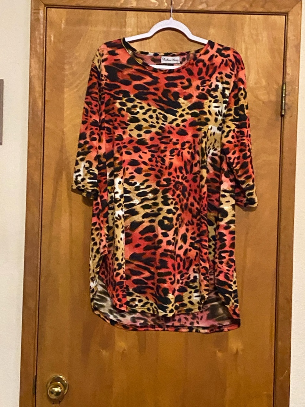 Women’s Animal Print Tunic Top in Red and Gold